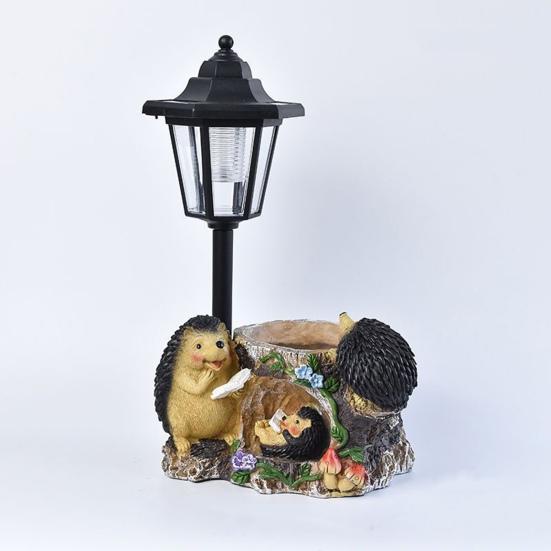 Garden Statue with LED Solar Lamp Weather Resistant Automatic Charging Outdoor Patio Sculpture Decor LED Light