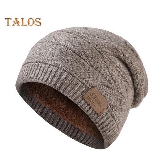 

Зимняя мужская шапка, трикотажная эластичная шапка с ворсом, толстая плюшевая подкладка, однотонная защита ушей, теплая повседневная кепка для катания на лыжах и коньках, головной убор хаки