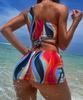Damen-Badeanzug, bedruckt, eine Schulter, sexy Bikini, Tanga, brasilianische Strandmode, Badeanzüge
