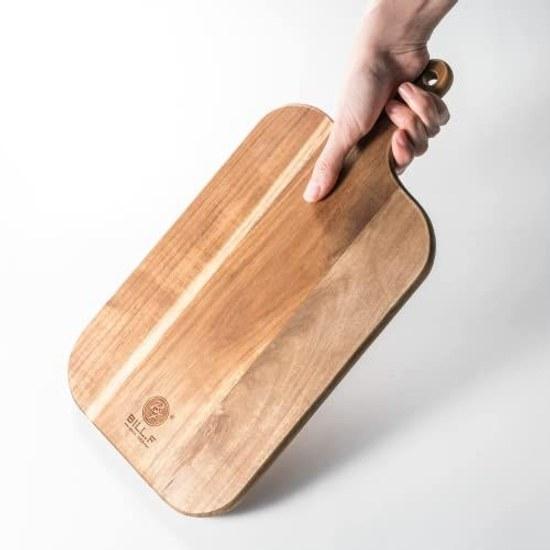 Cutting Board Acacia Wood Kitchen Large Handle Natural Material Lightweight Eco-friendly Wooden Stylish Lunch Tray Pizza Bread Steak Plate Camping
