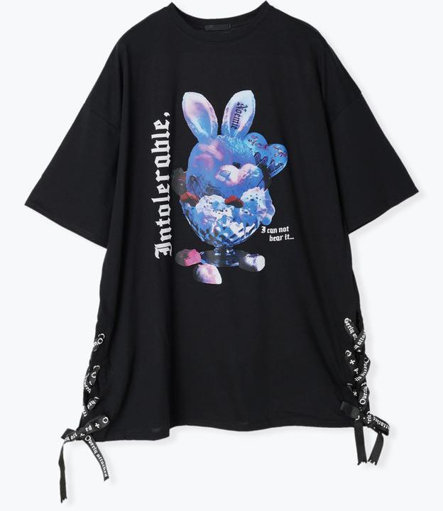 

[USED] Sick dream cute bunny ribbon tunic mass-produced landmine gothic lolita punk top dark black
