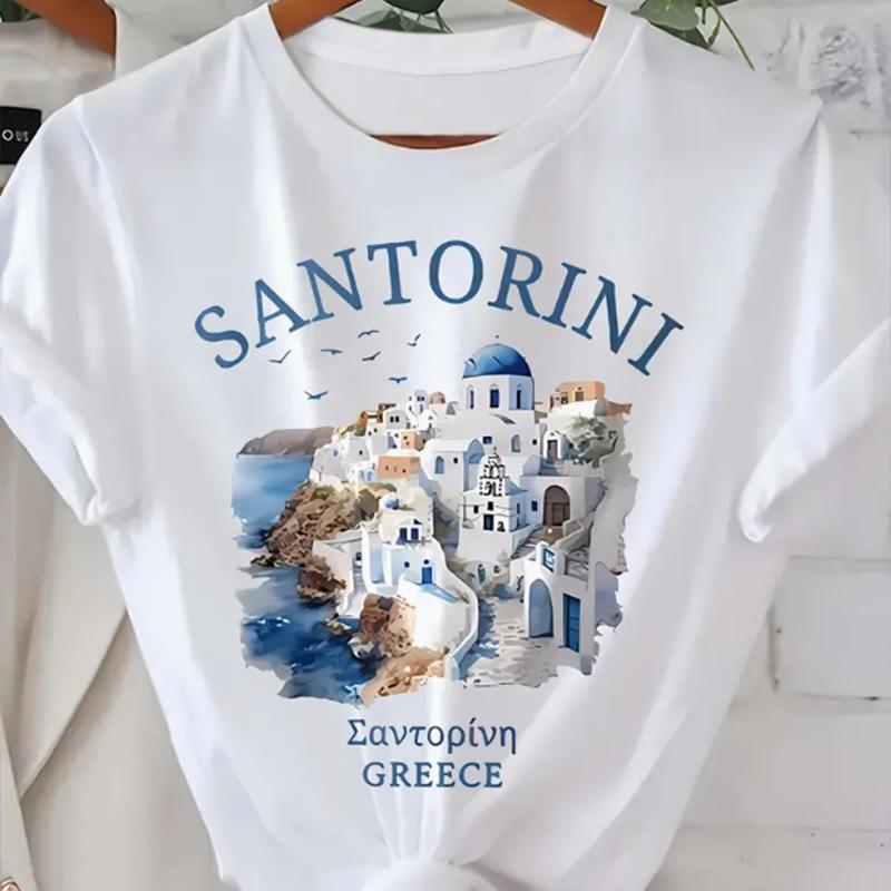 

Модная женская футболка с красивым городским пейзажем и принтом, забавная повседневная футболка с круглым вырезом и короткими рукавами, летняя женская футболка XL синий