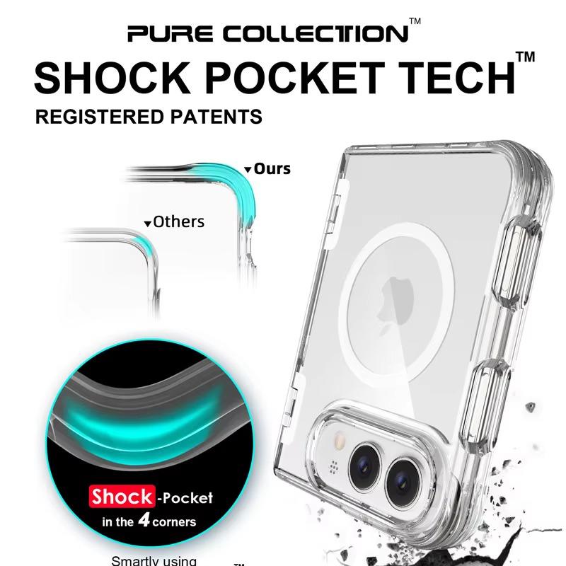 For Iphone Duo 5G Case Transparent Magnetic for Magsafe Case for iphoneDuo Bracket Holder Shockproof Hinge Protection Cover