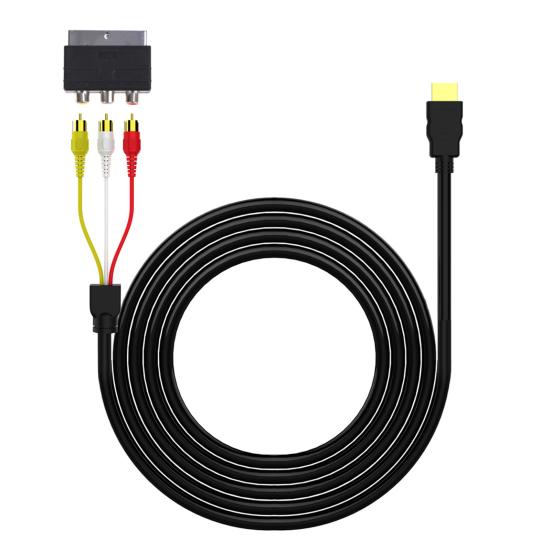 2Pcs/Set RCA Cable HDMI-compatible Male to 3RCA PVC 3 RCA to SCART Adapter for TV