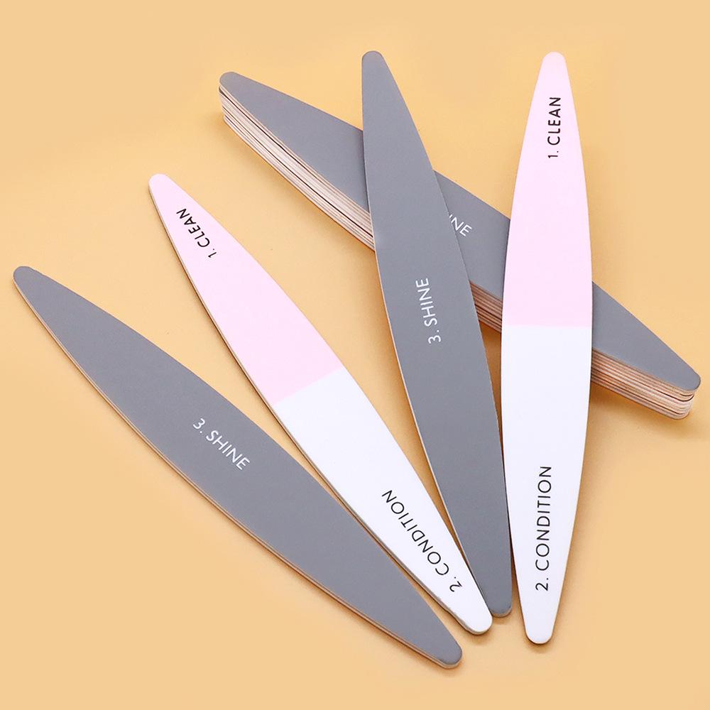 Three-Sided Nail File: White & Gray, Washable, Wear-Resistant, Thin Polishing Strip for Nail Art.