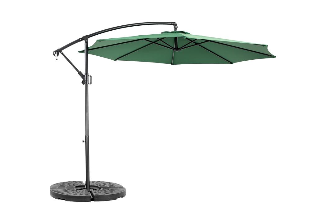 Best Choice Products 10ft Offset Patio Umbrella w/Tilt Adjustment, Polyester Shade, 8 Ribs for Backyard, Poolside - (Dark green)(No Base)