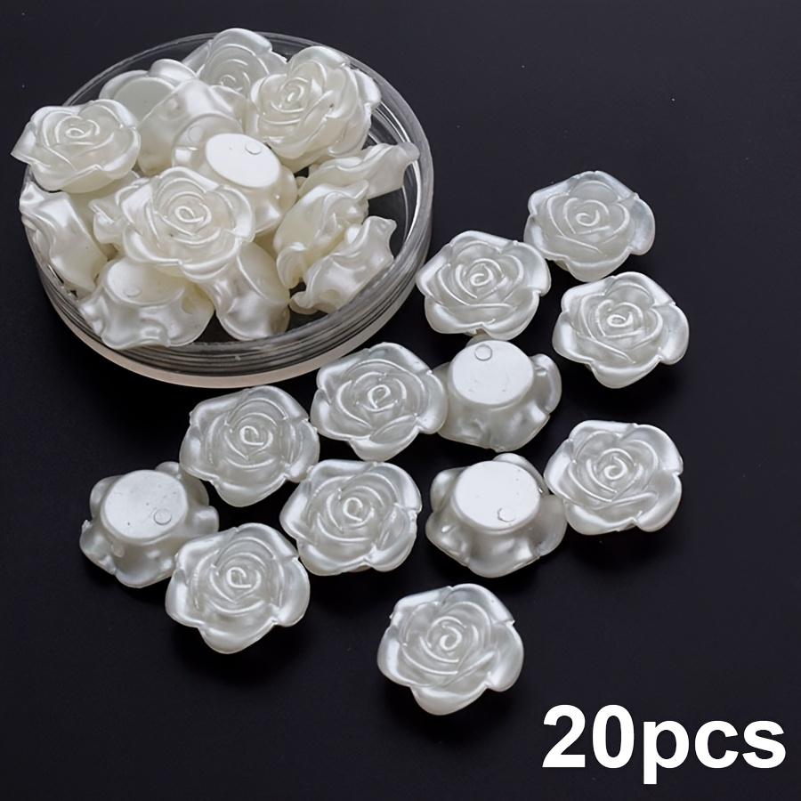 

20pcs 16mm Rose Beads 3D White Pearl Camellia Flower Sewing Buttons for Making Earring DIY Necklace Bracelet Dress Hairpin ZSY