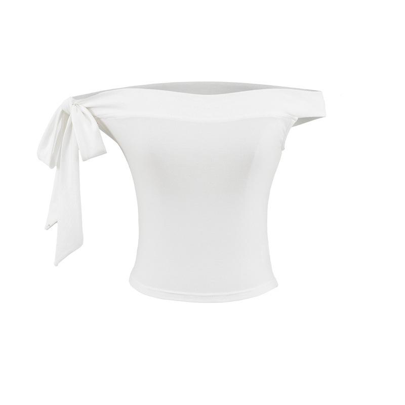 Pure Desire Women s Off-Shoulder Bow Crop Top - 2026 Slim Fit, Short Sleeve, Sexy Style Large белый