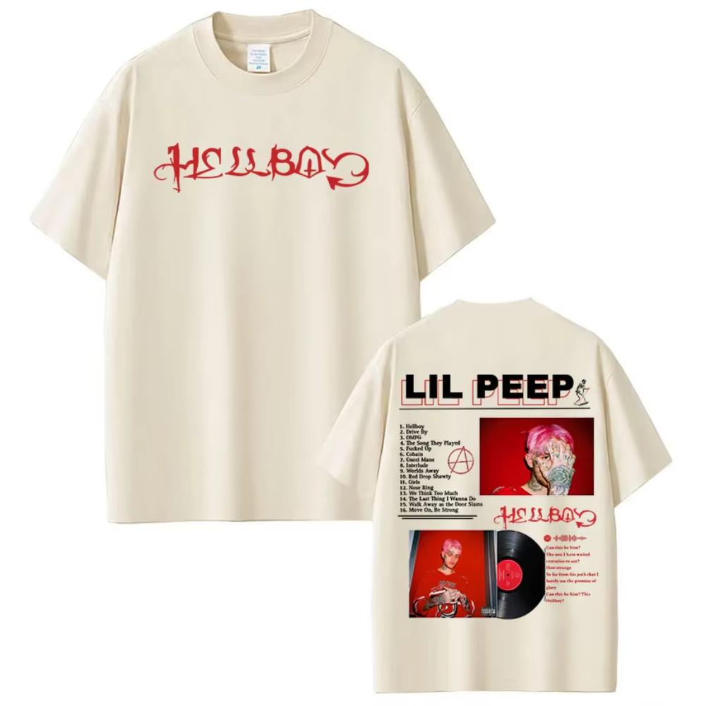 Raper Lil Peep Crybaby Hellboy Koszulka Męska Damska Odzież Moda Hip Hop Koszulka Bawełniana Oversize Krótki Rękaw Męskie Koszulki