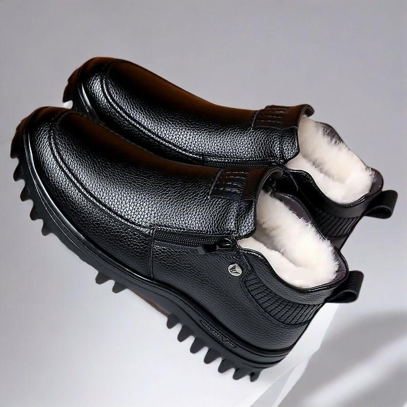 Men's Winter Plush Fleece High-Top Leather Shoes