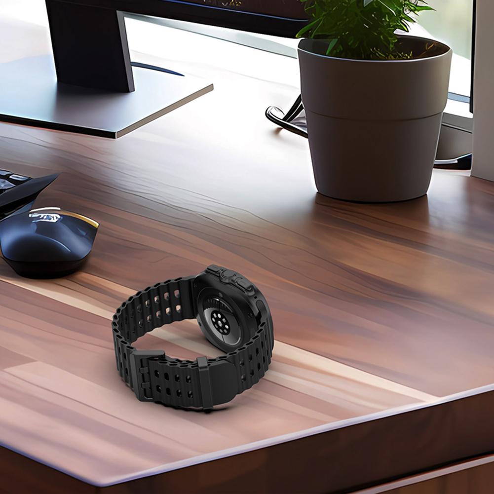 Ocean Sport Silicone Band NO Gaps Curved End Band Sweatproof Watch Strap Sports Wrist Band for Samsung Galaxy Watch 7 Ultra 47mm