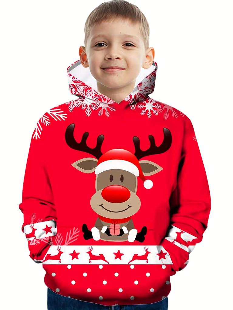 Neue Weihnachts-Weihnachtsmann-Hoodies 3D-Druck Elch-Sweatshirts Jungen Mädchen Kapuzen-Sweatshirt Kinder-Pullover Kinder-Trainingsanzug Kleidung