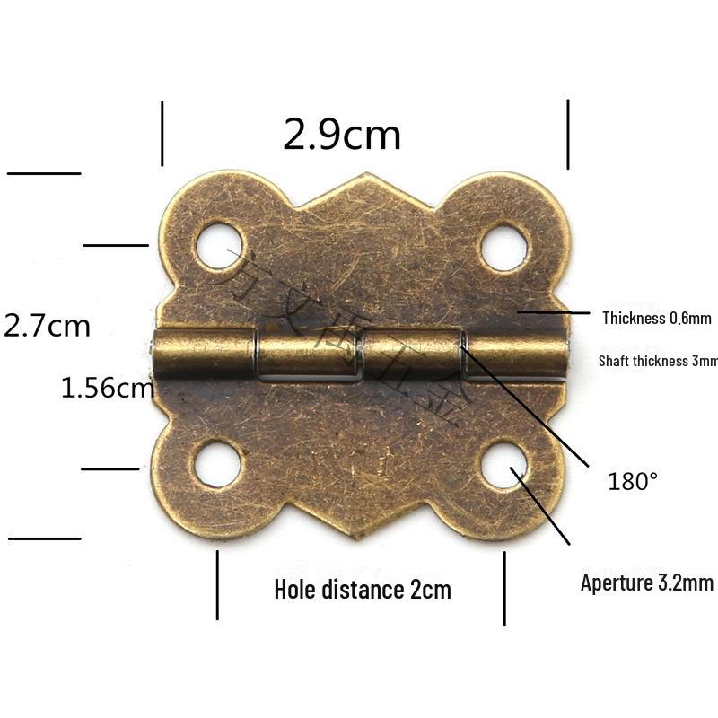 Green Bronze 3cm Ingot Hinge, 180° Paper Box Back Lace Hinge for Wooden Box Accessories