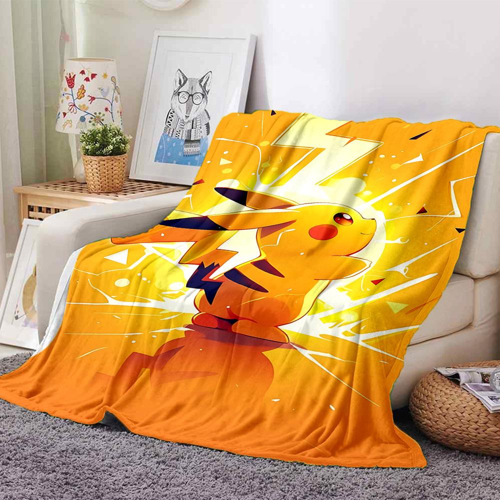 1pc Pikachu Electric blanket Lightweight Flannel Throw for Sofa Bed Travel Camping Livingroom Office Couch Chair