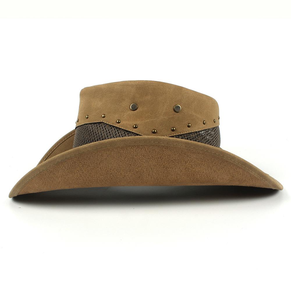 Spring, Summer and Autumn Men's and Women's Riding Leather Western Cowboy Hats British and European and American Classic Retro Top Hats Going Out Tra