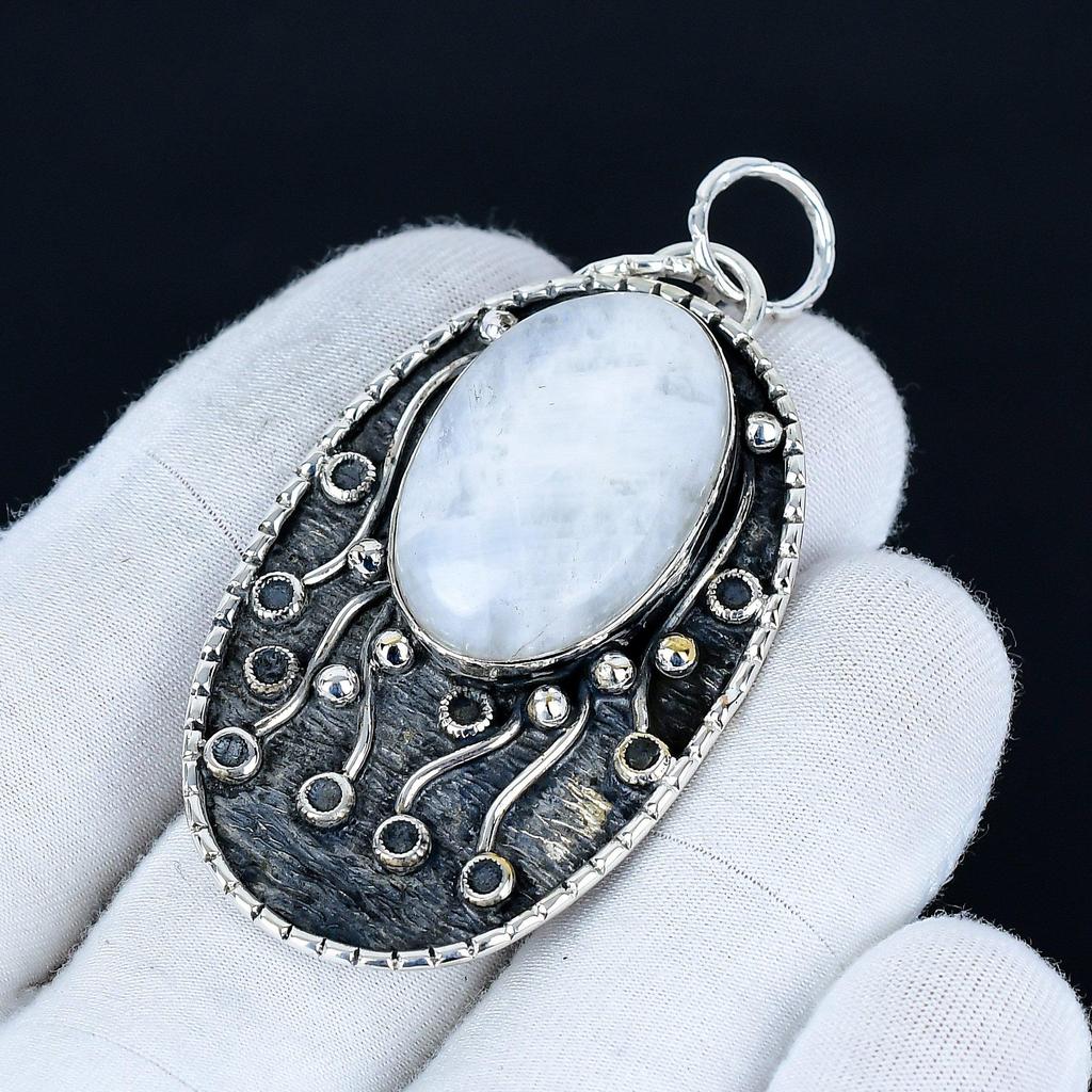 Moonstone Pendant, 925 Sterling Silver Handmade Jewelry, Moonstone Silver Pendant, Party Wear Jewelry For Women's, Pendant Birthday Gift