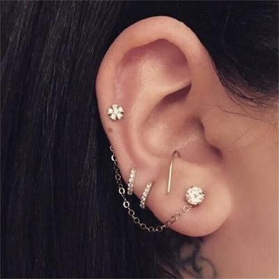 Helix Cartilage Tragus Body Jewelry Huggie Hoop Earring Colorful CZ Earrings Cubic Zirconia Zircon Ear Stud CZ Ear Piercing