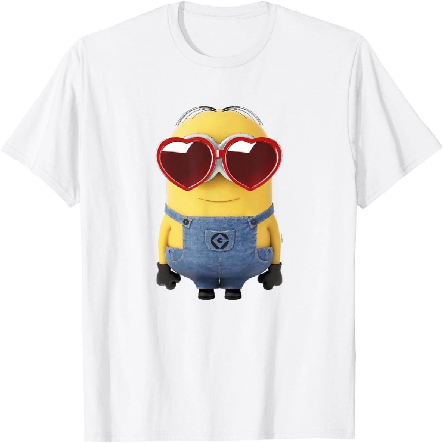

Despicable Me Minions Valentine s Day Heart Shaped Glasses T-Shirt XXXXXL білий