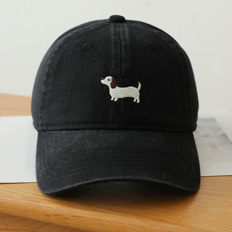 Breathable Cotton Blend Embroidered Puppy Design Adjustable Unisex Baseball Hat Multiple Colors