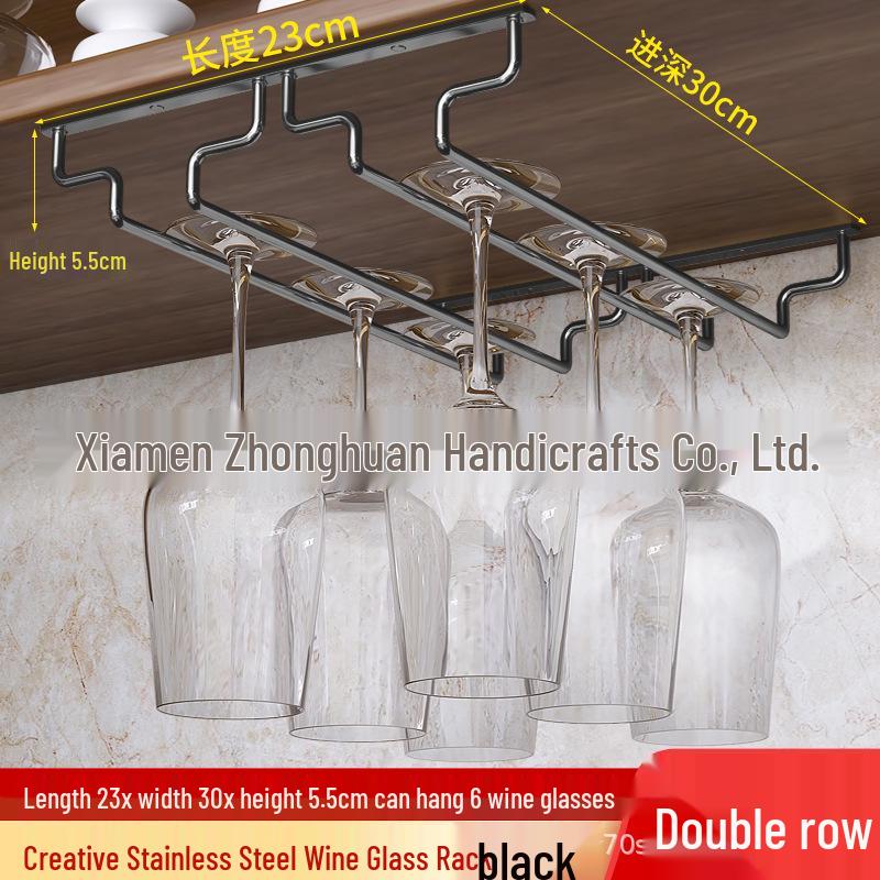 Stainless Steel Hanging Wine Glass Rack - Single Row Stemware Storage Shelf