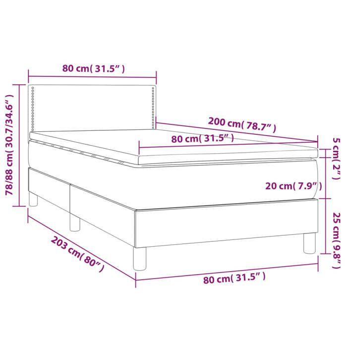 3141034 vidaXL Divan Bed with Mattress Cappuccino 80x200 Cm