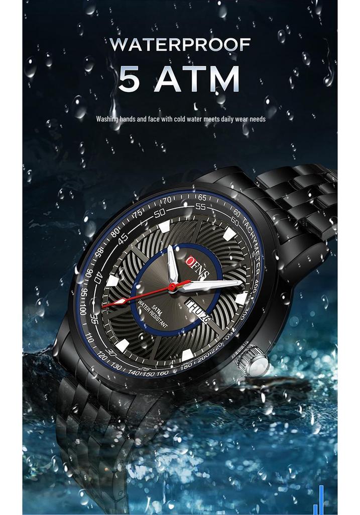 Oufanni Men's Waterproof Quartz Watch - Trendy, Fashionable Business Wristwatch