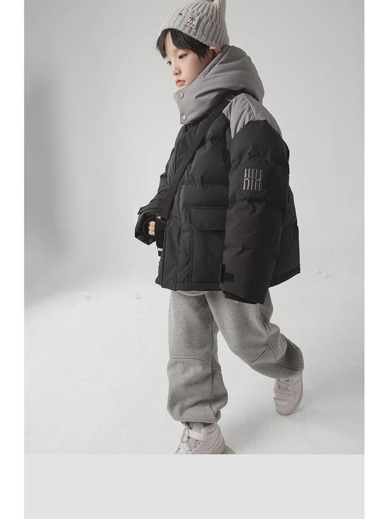 2024 Barns Tre-Proof Kontrastfärgad Dunjacka med 90% Vitt Ankdun