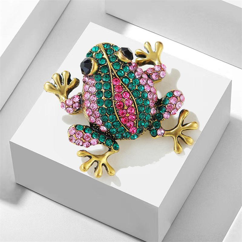 Fashion Retro Rhinestone Frog Brooches For Women Clothing Coat Jewelry Accessries Gifts