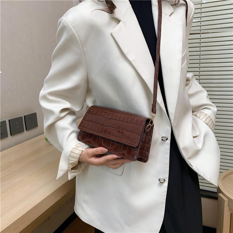 New crocodile pattern candy color square bag 2025 summer foreign style new small bag fashion portable shoulder messenger bag
