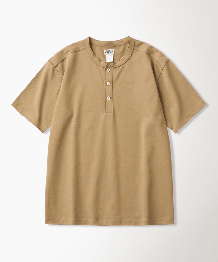 Beulonseun 10.6 Oz Cotton Short Sleeve Henley Tee Camel
