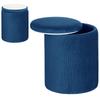 Storage Ottoman Modern Velvet Round Foot Stool for Living Room Bedroom 45 cm Blue