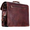 Men's Shoulder Messenger Laptop Briefcase Genuine Goat Leather Vintage Brown Bag