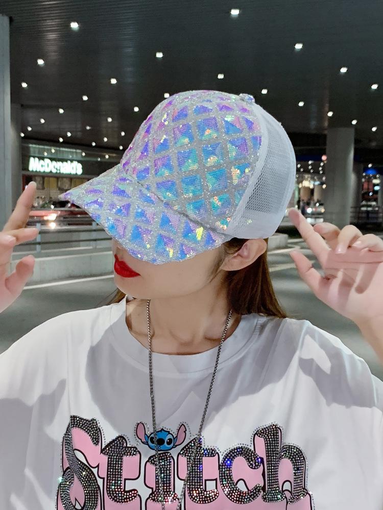 Hat Female Summer Tide Versatile Cap Curved Brim Sequined Mesh Hat Sunshade Sun Hat Internet Celebrity Baseball Cap