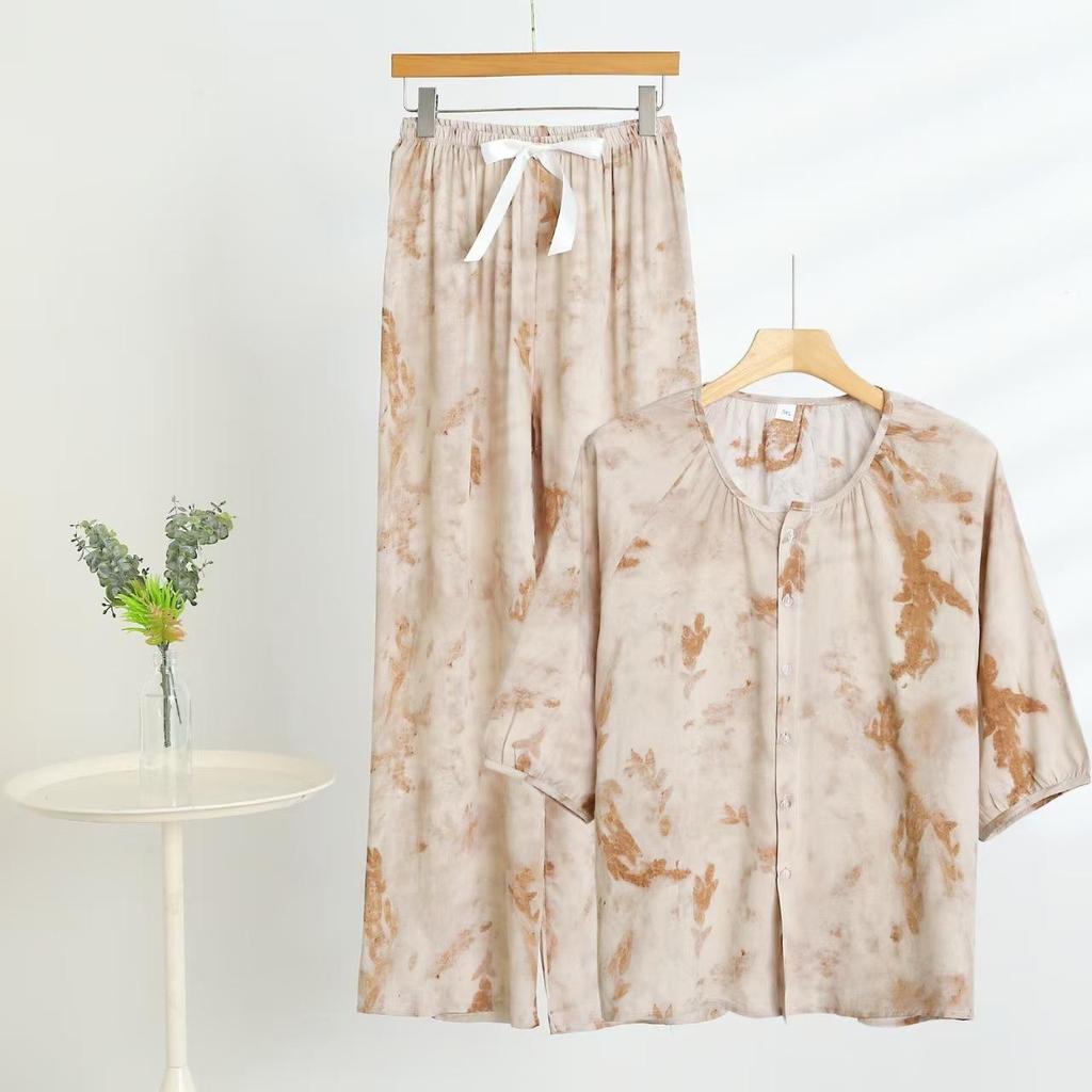 2025 Women's Floral Cotton & Linen Sun Protection Set - Shirt & Long Pants with Five-Sleeve Design