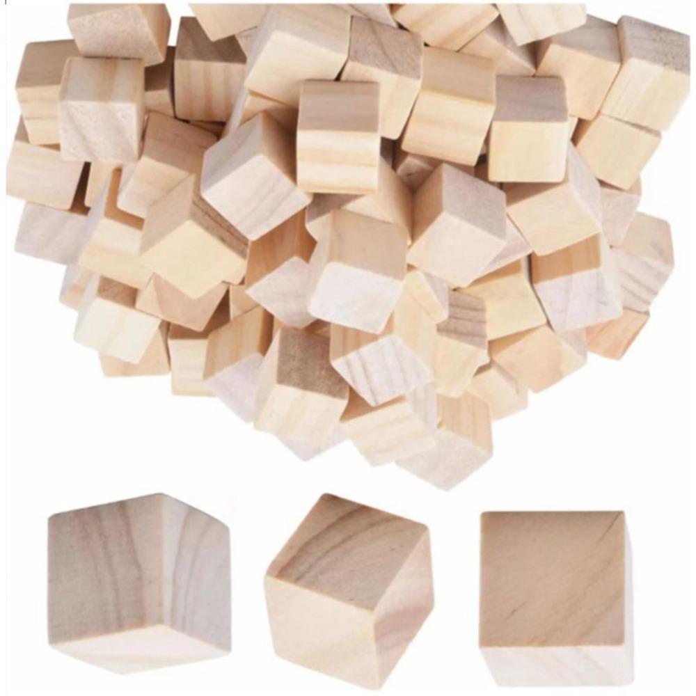 100pcs Wood Color Wooden Cubes Square Craft Cubes Unfinished Wood Wooden Craft Cubes  Painting