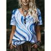 Plus Size Women's 2026 Summer New 3D Print V-Neck Short Sleeve T-Shirt, Slimming Loose Fit Versatile Casual Top, No Accessories Included