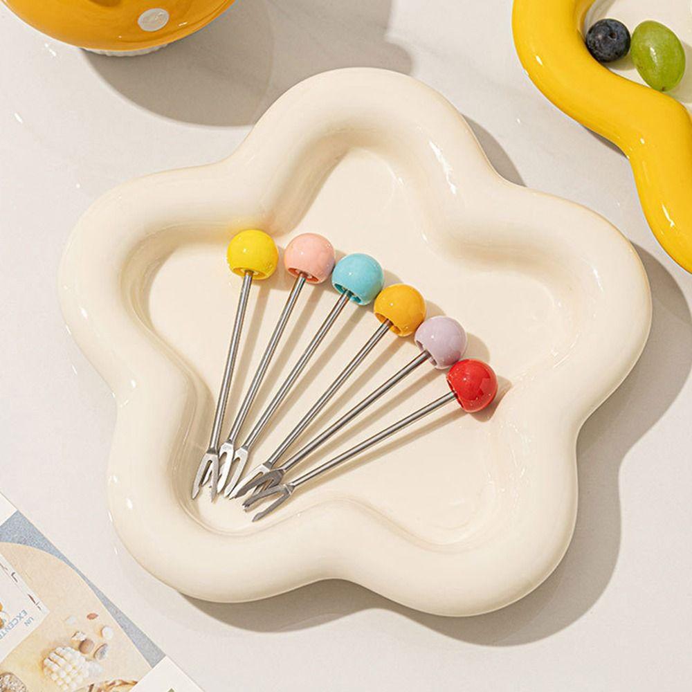 Creative Mushroom Fruit Fork Anti-scald Cute Toothpick with Holder  Household