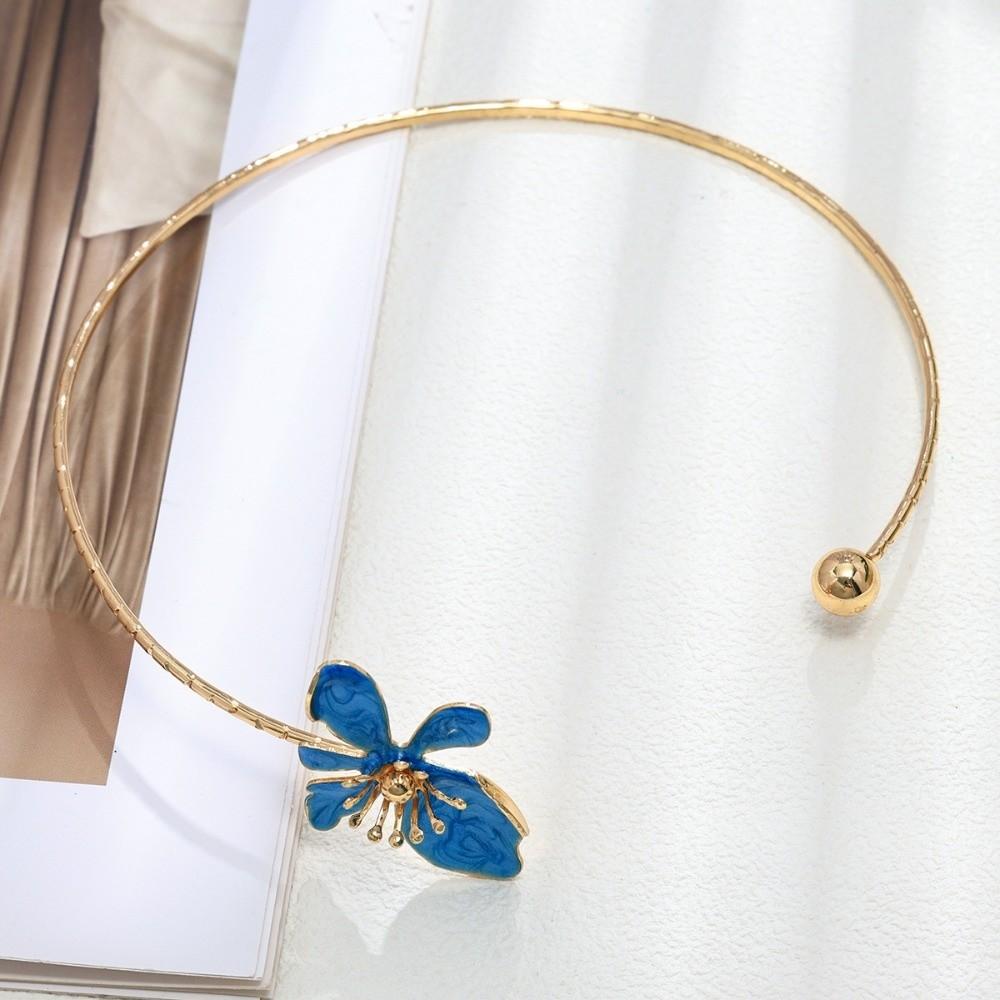 Colorful Flower Necklaces Geometric Collar Necklace Elegant Open Chokers  Girl