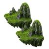 Reptile Rocks 2 Pieces Realistic Moss Climbing Habitat 3D Floating Suction Cup Resin Rocks For Lizard For Turtle Snake Terrarium