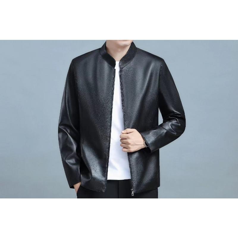 

Кожаная куртка мужская кожаная куртка стойка воротник для пап среднего возраста одежда новый весенне-осенний тонкий стиль M