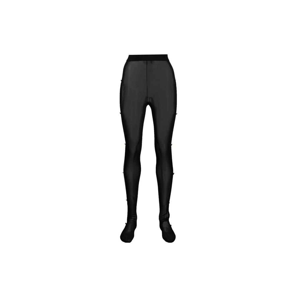 Versace SS23 Decorative Button High-Waisted Tights Women tights Black 1005565-1A03919-1B000