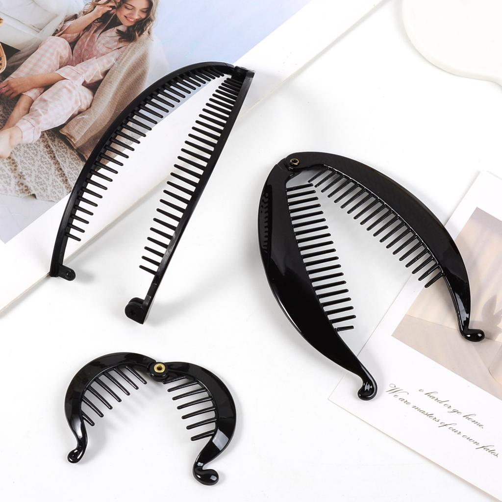 3Pcs/Set Fish Shape Hair Claws Clips Ponytail Holder for Women Girls Banana Clips Crabs Black Hair Styling Accessories