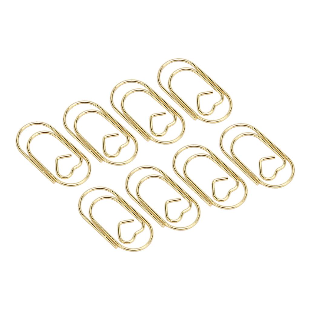 100 Stück Büroklammern Tragbar Herzform Rostfrei Galvanisiertes Metall Büroklammern Bürobedarf Gold
