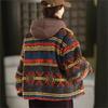 Johnature Women Vintage Hooded Print Floral Zipper Warm Winter Coats Chinese Style Long Sleeve Female Coats