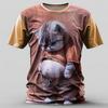 Men's Graphic Hippopotamus T Shirt Short Sleeve T Shirt 3D Print Crew Neck Shirt Retro Vintage Casual Street Style Sports Outdoor Holiday Going Out