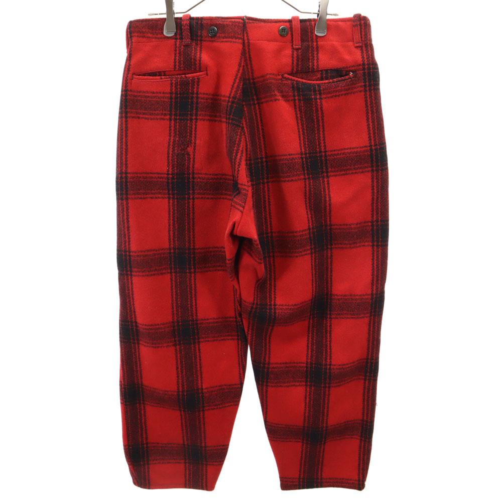 BOAT SAIL DRILL 70s Vintage Check Pattern Hunting Pants Red Men's Used