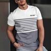 New Fitness Sports Casual Striped Trend Men's Summer Short Sleeves
