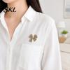Electroplated Bow Accessory Brooch Pin, 3D Design with Imitation Pearl, Pin Strong Buckle Badge for Coats Shirts Bags Accessories Anti-oxidation