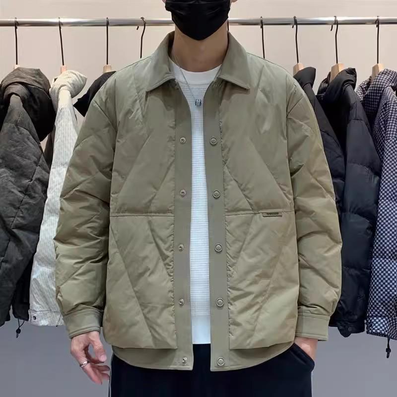 Men's Winter Clearance Lightweight White Duck Down Shirt-Style Jacket - Loose Fit, Plus Size, Workwear