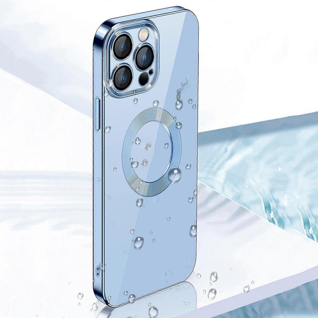 For iPhone 14 Plus 9D Plated Lens Film Clear Phone Case